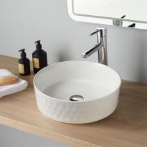 Vasque À Poser Reliefs Anela Ø 36cm Blanche - Bricoman