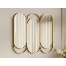Miroir Triptyque Art Déco En Métal - L.76 X H. 69.5 Cm - Doré - Jichimi - Bricoman