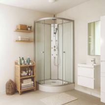 Ondee Zen - Cabine De Douche Hydromassante Amelia - Porte Coulissante - Blanc - 1/4 C - 80cm - Bricoman