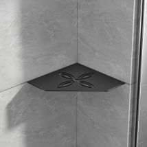 Tablette D'Angle Murale De Douche En Inox - Série Floral - Format S/195mm - Finition Noir Mat - Bricoman