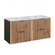 Meuble Double Vasque Encastrée 120cm Gaia Bois Et Noir - Bricoman