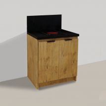 Pack Complet Kitchenette Chêne Golden 80cm Avec Plaque De Cuisson - Bricoman