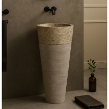Vasque Colonne En Marbre Beige Héloïse - 40 X H.90 Cm - C-negoce - Tecnomat