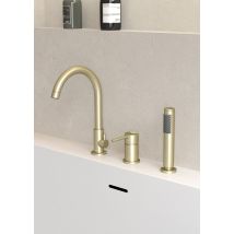 Mitigeur De Bain Sur Plage 3 Trous Doré Brossé - Corbeau - Bricoman