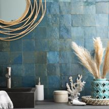 Carrelage Zellige Marocain Bleu Lazuli 10x10 Cm (vendu Par 0,5 M²) - Ro'ma Nature - Bricoman