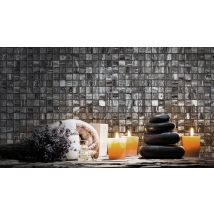 Mosaïque En Pâte De Verre Aspect Marbre Gris/noir Mate 2,5x2,5 Cm Zen Fior Di Bosco (vendu Par Boite De 2m2) - Bricoman