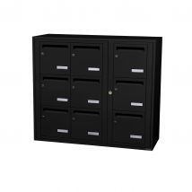 Bloc Collectif Leabox.com, 3x3, Grade 3, Simple Face, Intérieur, Mural, Noir 9005 Finition Brillante - Bricoman