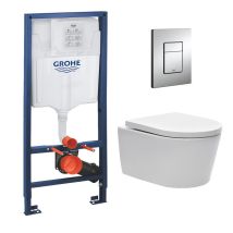 Pack Wc Rapid Sl + Cuvette Sans Bride Sat, Fixations Cachées + Plaque Skate Chrome (rapidsl-satrimless) - Bricoman