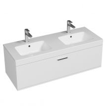Rubite Meuble Double Vasque Encastrée L. 120 Cm 1 Tiroir Blanc Salle De Bain - Bricoman
