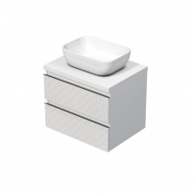 Swiss Aqua Technologies Cube Way 60x47,5x46 Cm Meuble De Salle De Bain Suspendu 2 Tiroirs Avec Plaque + Vasque, Blanc Mat (cube3d46602zbkd) - Bricoman