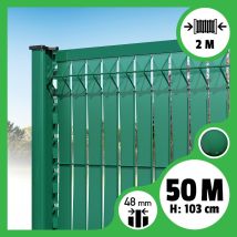 Kit 50m Occultation Lattes Aluminium Pour Panneau Rigide Maille 55 - H 1m03 X 2m Vert - Bricoman