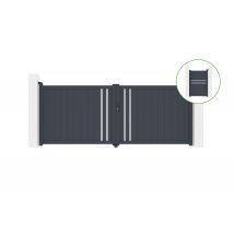Portail Battant 3,5m Giona H.140cm Alu Gris + Portillon 1m Cimone H.140cm Alu - Bricoman