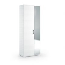 Armoire De Salle De Bain Multifonctionnelle H 195cm Blanc Avec 1 Porte Et Miroir - Tecnomat