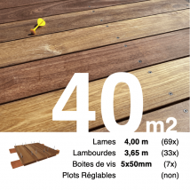Kit Terrasse Bois Exotique Cumaru Pour 40 M² • Lames 4 M, Lambourdes 3,65 M Et Visserie Inox • Livraison Gratuite - Bricoman