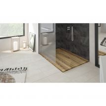Ondee Zen - Receveur De Douche Nola 3 - 80x120x3cm - Résine - Noyer - Bonde - Découpable - Bricoman