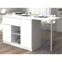 Ilot Central De Cuisine Avec 2 Portes, 1 Tiroir Et 2 Niches - Blanc - Tunori - Bricoman