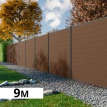 Kit Clôture Bois Composite Bronze 9x1,8m Rio - Poteaux En Aluminium Gris - Brise Vue - Palissade - Bricoman