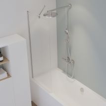 Pare-baignoire Fixe Transparent Aspect Chromé, H.140 X L.70 Cm Schulte, Paroi De Baignoire Réversible, Écran De Baignoire 5 Mm, Pare-muret - Bricoman
