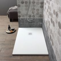 Plateau De Douche 140x80cm En Résine Blanche + Couvre Bonde | Muse - Bricoman