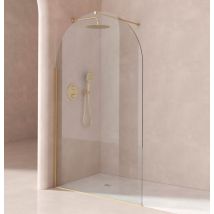 Paroi De Douche Fixe Arrondie Finition Or Brossé 120 Cm - Hilton - Bricoman