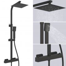 Aica Colonne De Douche Thermostatique, Noir Colonne De Douche Réglable Hauteur, Colonne De Douche Avec Mitigeur - Bricoman