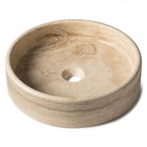 Vasque À Poser Ronde Plate Travertin Beige 40x10 Cm - Ro'ma Nature - Bricoman