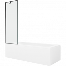 Mexen Vega Baignoire Rectangulaire 180 X 80 Cm Avec Habillage Et Paravent 1 Volet 60 Cm, Motif Noir - 550118080x9506007070 - Bricoman