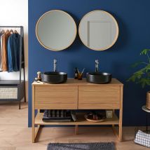 Meuble Sous Vasque Atoll 120cm + Vasque Noire + Miroir - Bricoman