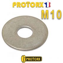 Rondelle Plate Extra Large "ll" M10 X 20pcs | Diam. Int = 10,5mm X Diam. Ext = 36mm | Acier Inox A2 | Usage Exterieur-intérieur | Norme Nfe25513 - 
