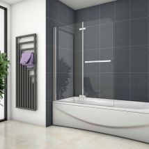 Océan Pare-baignoire 120x140cm Avec Porte-serviette, Écran Baignoire Pivotant Et Pliant En Verre Anti-calcaire - Bricoman