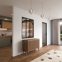 Verrière Aluminium 3 Vitrages Clair, 2 Arches Et 1 Traverse Horizontale Décorative - L 105 × H 123 - Noir - Tecnomat