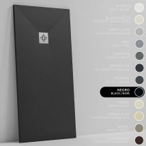 Soulhome Receveur De Douche -résine -gel Coat -texture Lisse/pierre -antidérapant -couleur Noir - 90x80- Extra Plat 3cm. Standard - Bricoman