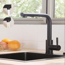 Cecipa Max Mitigeur De Cuisine Robinet Cuisine Avec Douchette Robinet D'Évier Extractible À 2 Jets Mitigeur Evier Acier Inox (noir),eu Modèle - 
