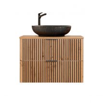 Meuble Simple Vasque 80cm Gaia Bois Et Noir - Vasque Noir - Bricoman