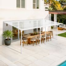 Pergola Adossée Blanc En Aluminium 18 M² - Bricoman