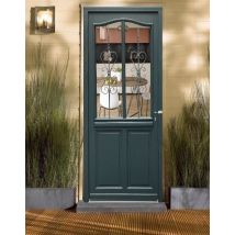 Porte D'Entrée Bois Vitrée Sabrina Gris Anthr., H215 X L90 Cm Côte Tableau P.gauche Gd Menuiseries - Bricoman