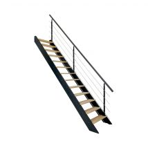 Escalier Droit Gris Anthracite Avec Garde-corps, Spark Kordo - Bricoman