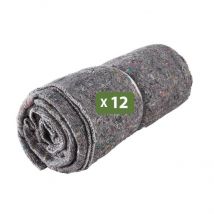 Lot De 12 Couvertures De Protection Meubles Et Objets Volumineux Pour Déménagement - 100% Textile Recyclé - 1,5x2m - Gris Chiné - Bricoman