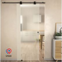 Kit Porte En Verre + Rail Coulissant - Sable - H. 200,5 X L.82,5 Cm - Fabrication Française Aurys Normandie - Bricoman