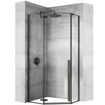 Cabine De Douche Rea Diamond 80x80 Black + Receveur De Douche Savoy White - Bricoman