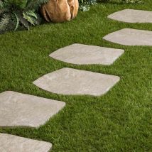 Pas Japonais Grès Cérame Effet Pierre Beige L.42 X L.36 X Ep.2 Cm (lot De 10) - Ro'ma Nature - Bricoman