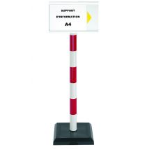 Poteau Pvc Grande Hauteur Rouge/blanc Sur Socle Lesté 3kg Avec Support D'Information A4 - 2000161 - Bricoman