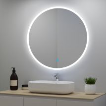 Miroir Lumineux Rond 70cm Avec 3 Couleurs + Dimmable + Anti-buée, Mural Miroir Salle De Bain - Bricoman