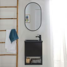 Ensemble Lave-mains Nova Métal Et Bois Avec Miroir Ovale - Bricoman