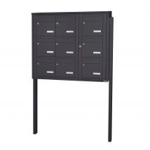 Bloc Collectif Leabox.com, 3x3, Grade 3, Simple Face, Extérieur, Fixation Sur Pieds À Sceller, Gris Anthracite Ral 7016 Finition Brillante - Bricoman