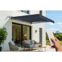 Store Banne Motorisé Semi-coffre Fazzio 3x2,5m - Toile Premium 320g/m2 Gris - Bricoman