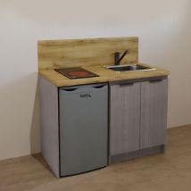 Pack Complet Kitchenette Chêne Gris 120cm + Electro - Bricoman