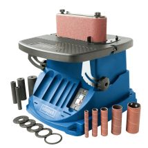 Scheppach Ponceuse Oscillante À Bande & À Broche Osm600 - 450 W - Course D'Oscillation 16 Mm - 5 Manchons Abrasifs - Broches Ø13/19/26/38/51 Mm - 