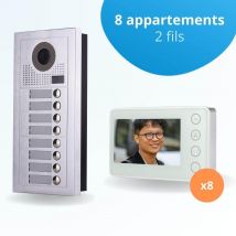 Portier Interphone Vidéo Modern 2 Fils - 8 Appartements - 8 Écrans Blancs - Bricoman