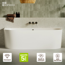 Baignoire Asymétrique En Minéral Composite Design – Blanc Brillant, L180 X L86 X H58 Cm – Frosk Lavaberg - Tecnomat